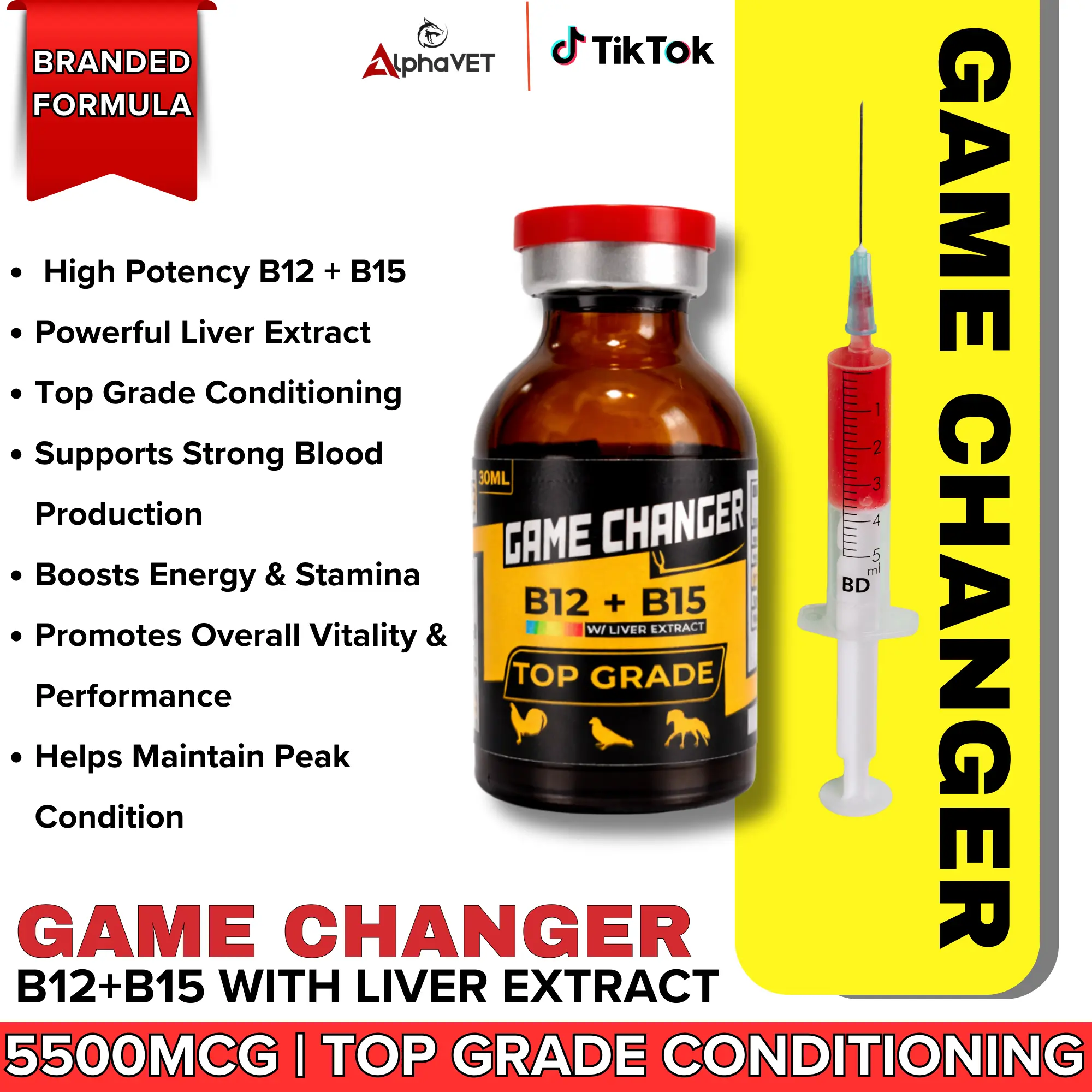 GAME CHANGER B12+B15 WITH LIVER EXTRACT (20ML.) FOR GAMEFOWL AND RACING  PIGEON - TikTok Shop Philippines