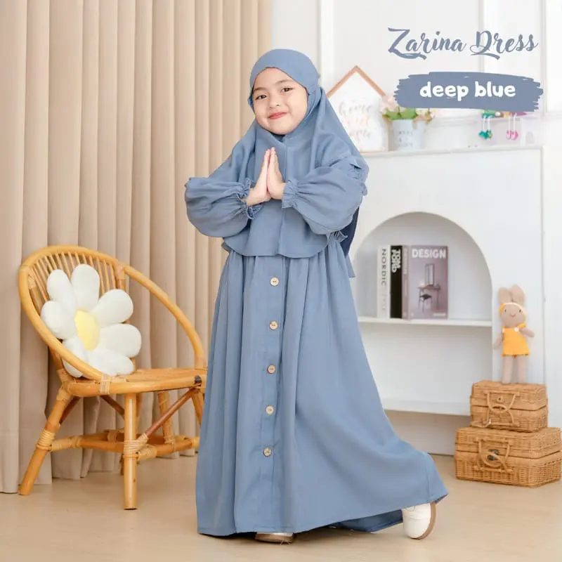 Zarina Gamis Anak Perempuan Set Hijab Usia 2-10 Tahun Baju Dress Muslim