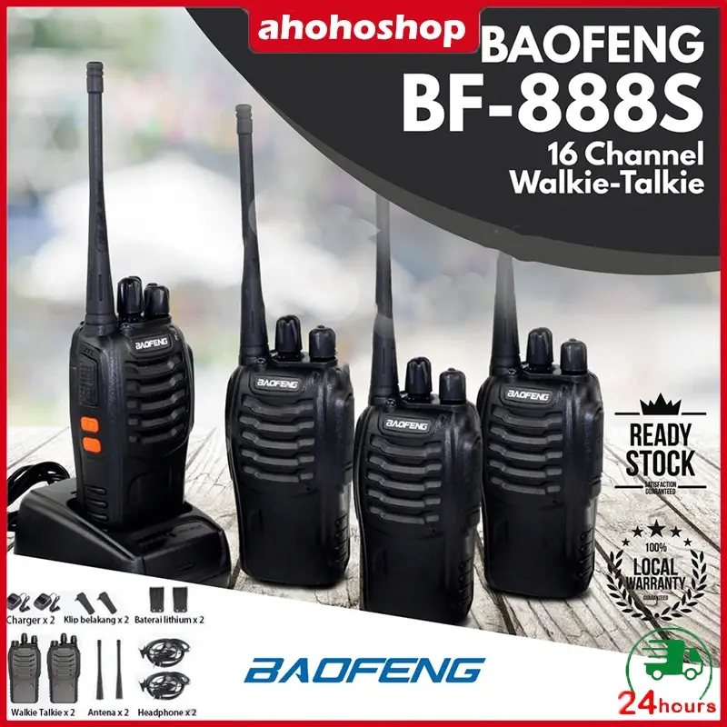 【COD】HT Handy Talky baofeng-888S Radio Komunikasi Uhf Walky Talky 1units/2 units Walkie talkie BF 888S Radio HT 4PCS Led