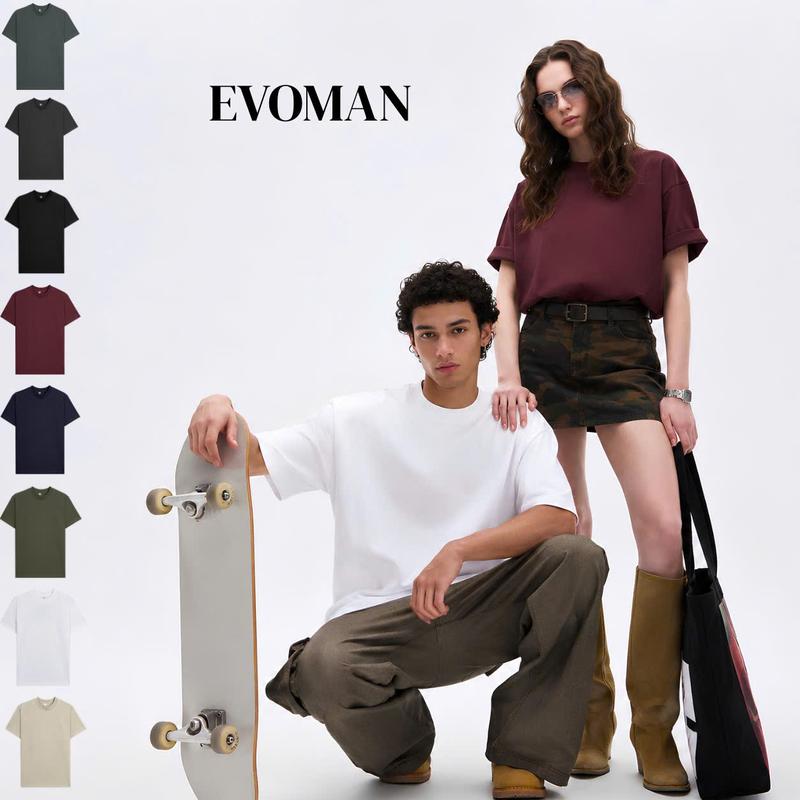 Áo Phông Trơn Form Nam  Evoman Vải Cotton Premium Stretch Mềm Mại Thoáng Khí 250gsm