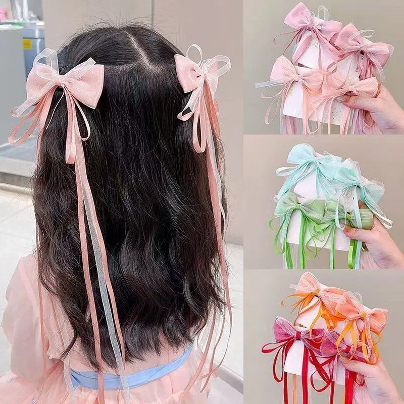 MoodStyle // JP2034 Jepit Ikat Rambut Pita Kepang Rumbai Panjang Korea Model Aksesoris Rambut Anak Motif Fashion