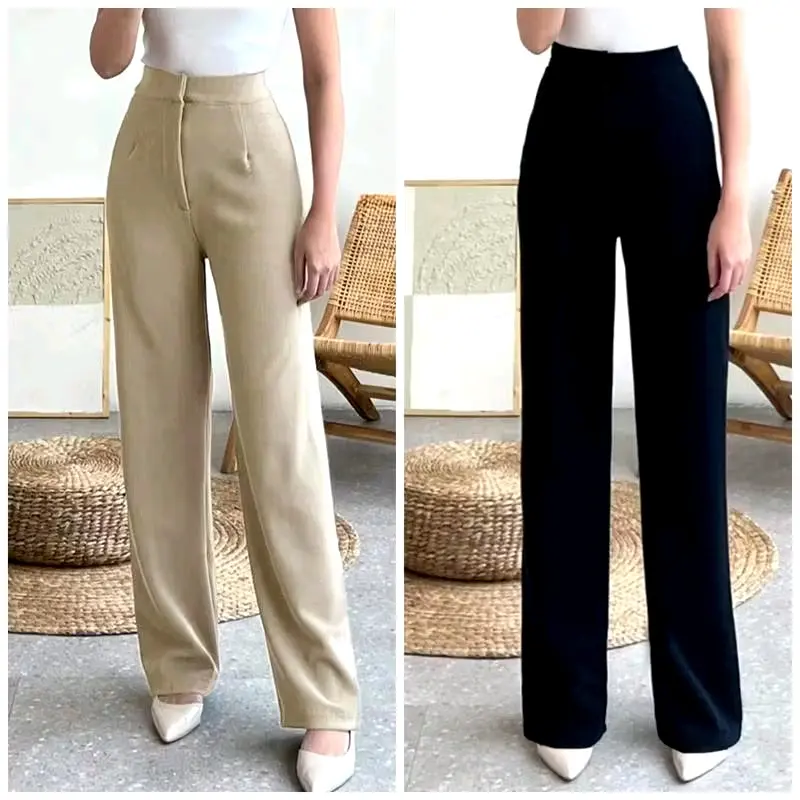 COZIE Pants Rib Knit Premium Highwaist Cullote Loose Pants Petite Friendly Celana Panjang Wanita Anti Kusut Kulot 0