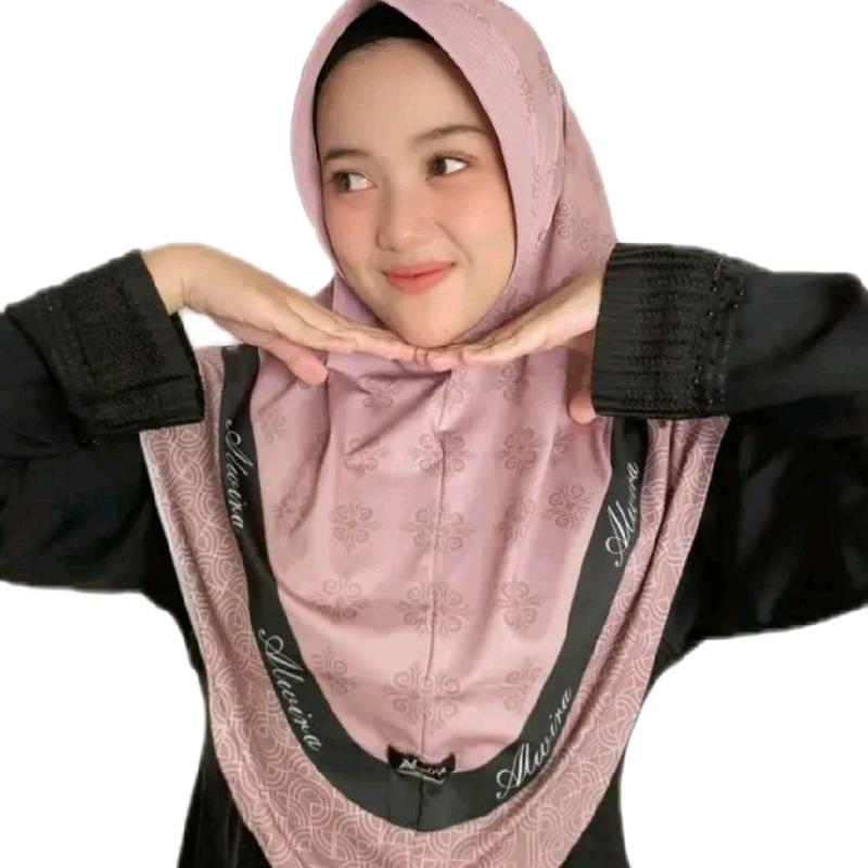 Alwira Hijab Instan Motif Printing Naila Jersey Premium Ukuran M - Wanita, Kerudung, Dewasa, Muslim Nyaman Stretch Lembut Pad 0
