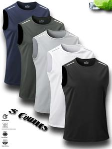Camiseta sin mangas para hombre, corte regular, top deportivo, camiseta para entrenamiento en gimnasio y correr, ropa de verano, ropa activa, chaleco de correr ligero.