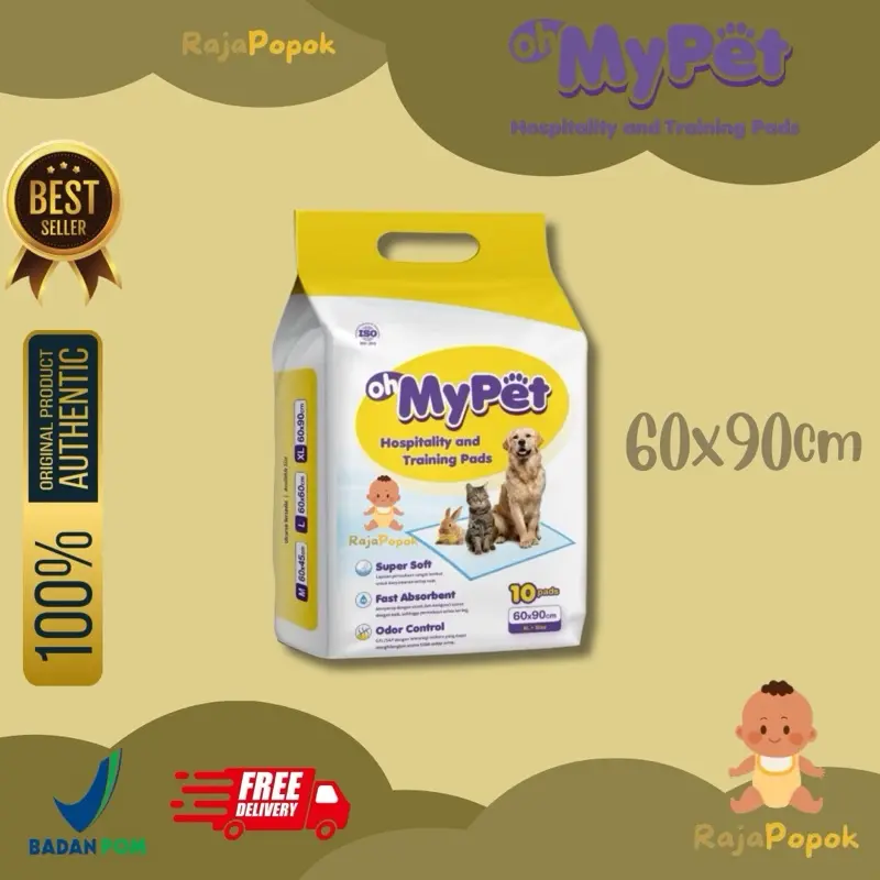 OH MY PET Underpad 10 Pad - Perlak Hewan 10 Lembar M 60 x 45 cm | L 60 x 60 cm | XL 60 x 90 cm / OhMyPet Alas Kandang Hewan