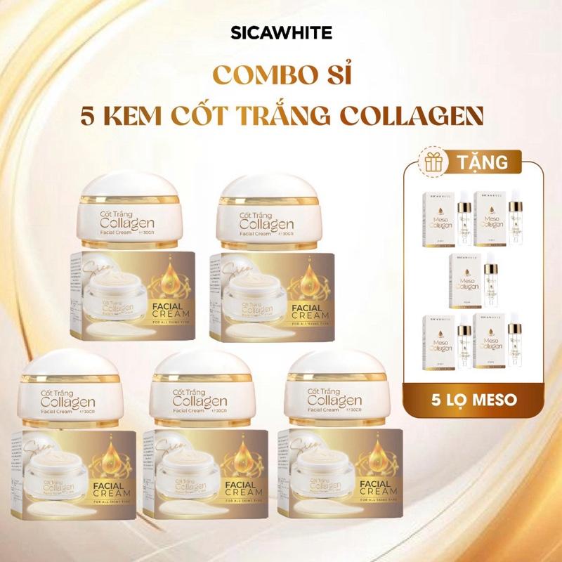 Combo 5 hủ cốt trắng collagen 20gram tặng 5 serum meso 5ml
