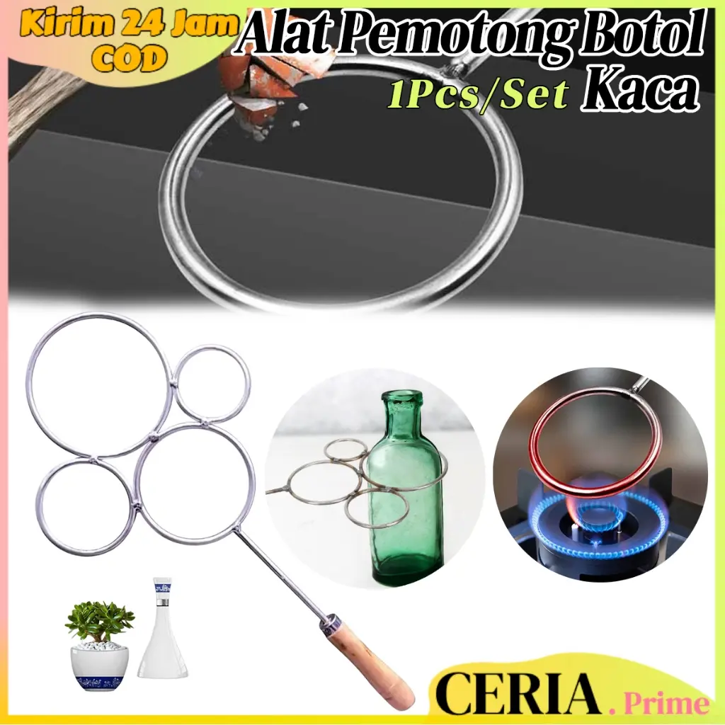 Alat Pemotong Botol Kaca 4in1 Glass Bottle Cutter Potong Botol Bulat Bahan Baja Gagang Kayu
