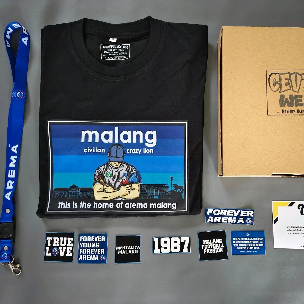 Kaos Arema Full bonus, stiker, box ,lanyard