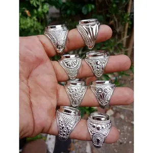 (HARGA PERKODI)  Grosir Ring Emban Alpaka Super Motif Newi Akik Batu Cincin Aksesoris