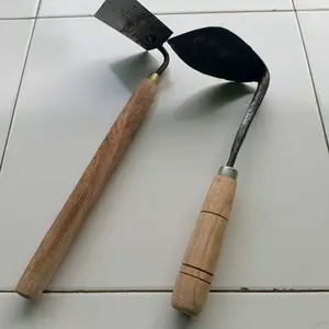 Paket alat berkebun 3 Pcs cangkul Mini garuk 3 Gigi gagang kayu kored Rumput lokal Kwalitas Import