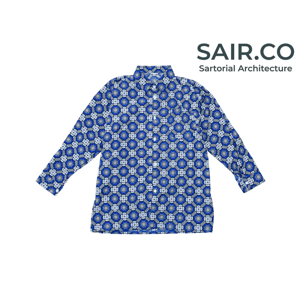 Seragam Sekolah Batik Motif Bunga Matahari Biru Varian Lengan Panjang |SAIR CO|