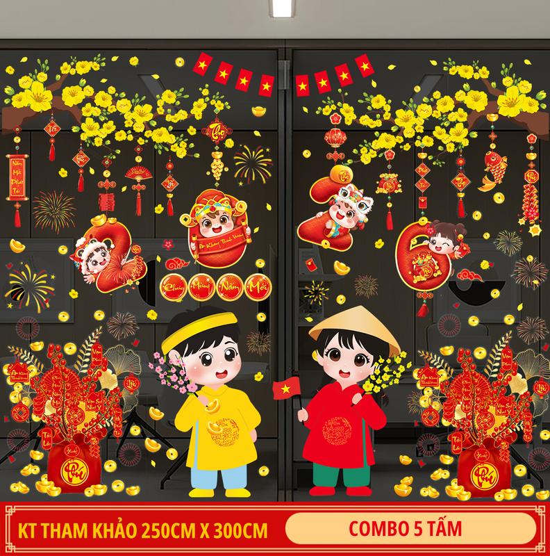  Decal tết 2026 decal trang trí năm mới 2026 chữ việt hít tĩnh điện dán kính hai mặt decal trang trí năm mới Bính Ngọ 