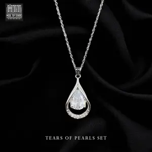 Mode Top Teratas - Kalung Titanium Silver No Anting Tears Of Pearls (No Anting)