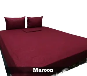 Sprei Polos Emboss Merah Maroon All Size 90x200 100x200 120x200 140x200 160x200 180x200 200x200 Seprai Katun Set Sarung Bantal Guling Tali Karet Sudut Bunga King Estetik sprei  ukuran