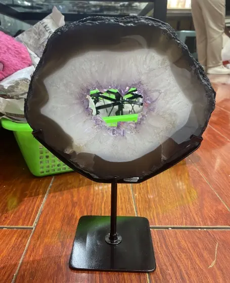 crystal amethyst slice hole with stand