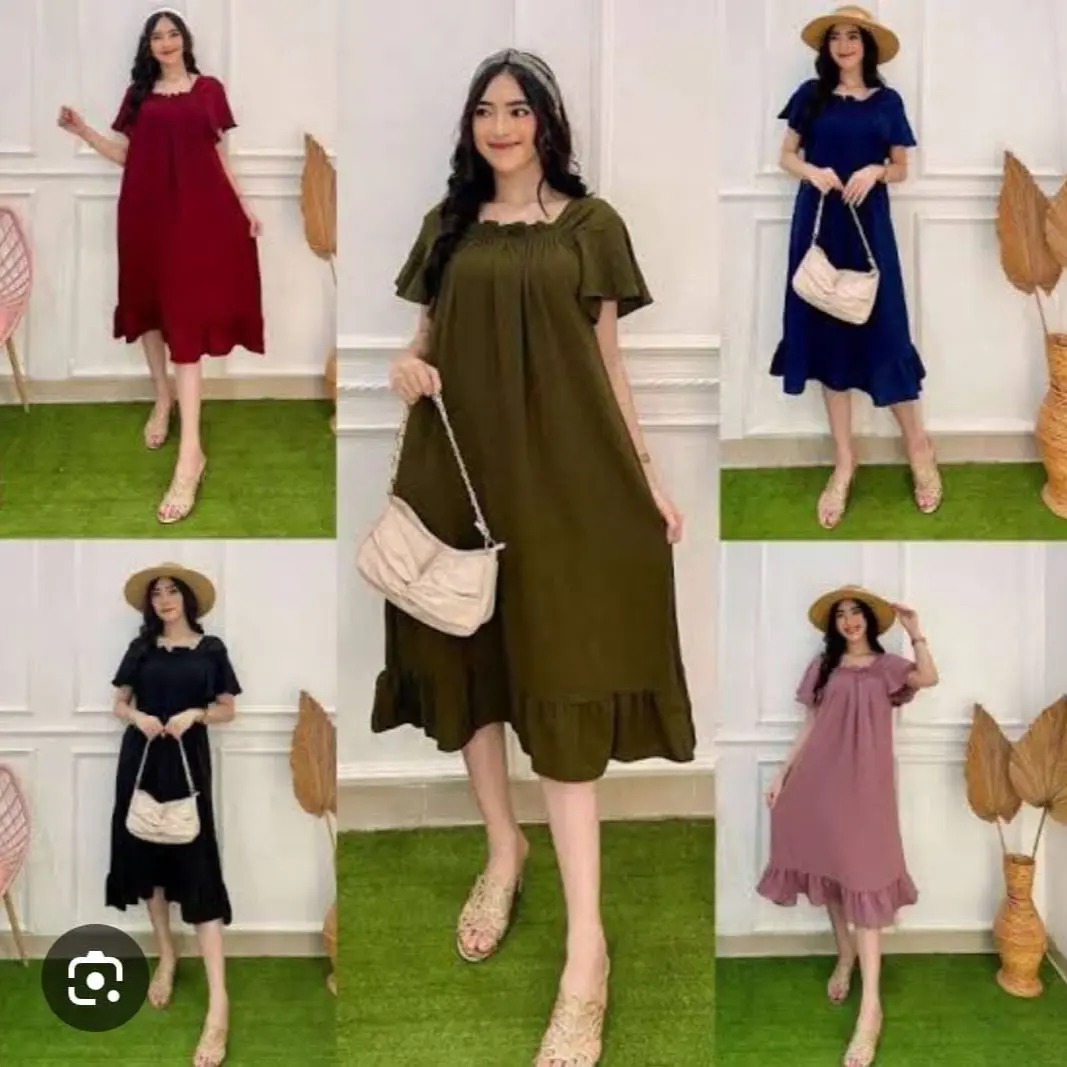 Dress Daster Fuji Cringkle Viral Fit 40-70kg Ready stock