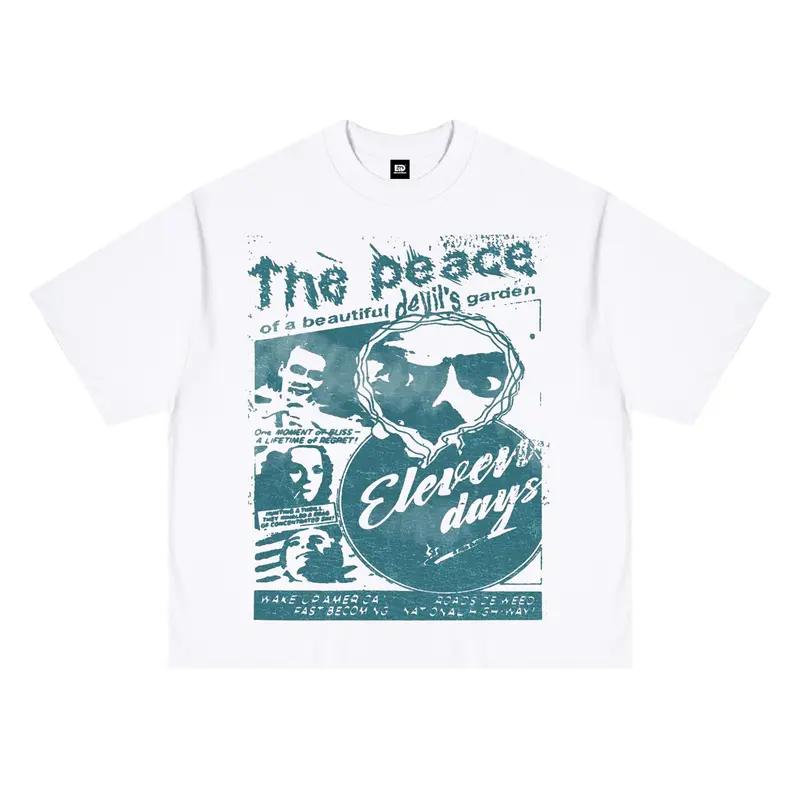 Elevendays Boxy fit The Peace White Kaos Oversized Pria dan Wanita Cotton20S 0