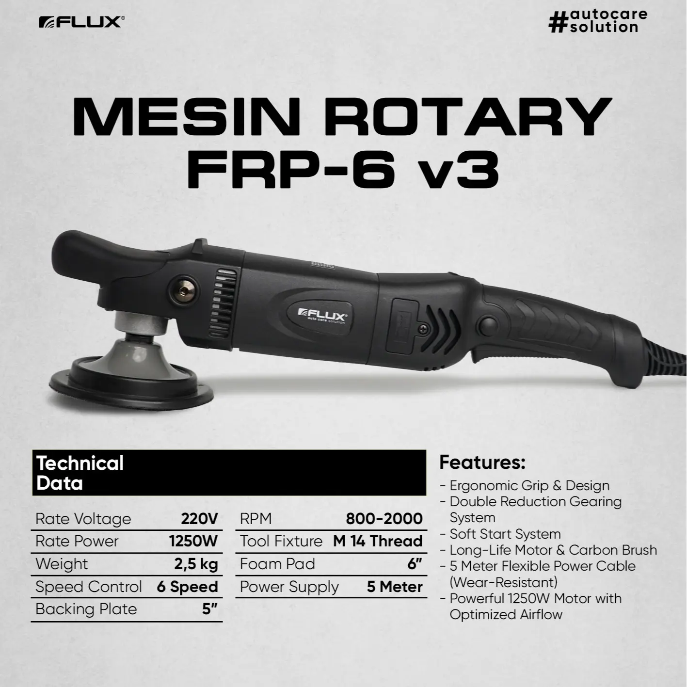 FLUX FRP-6 MESIN POLES ROTARY FLUX 6 INCH - MESIN ROTARY 6" TERBAIK