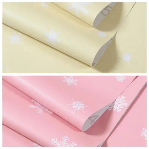 Wallpaper Sticker Kamar Tidur Anak Perempuan Walpaper Stiker Ruang Tamu Motif Salju Pink Kuning