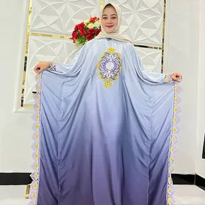 KAFTAN SILK GRADASI SERI 5 warna kombinasi bordir bunga gold silver