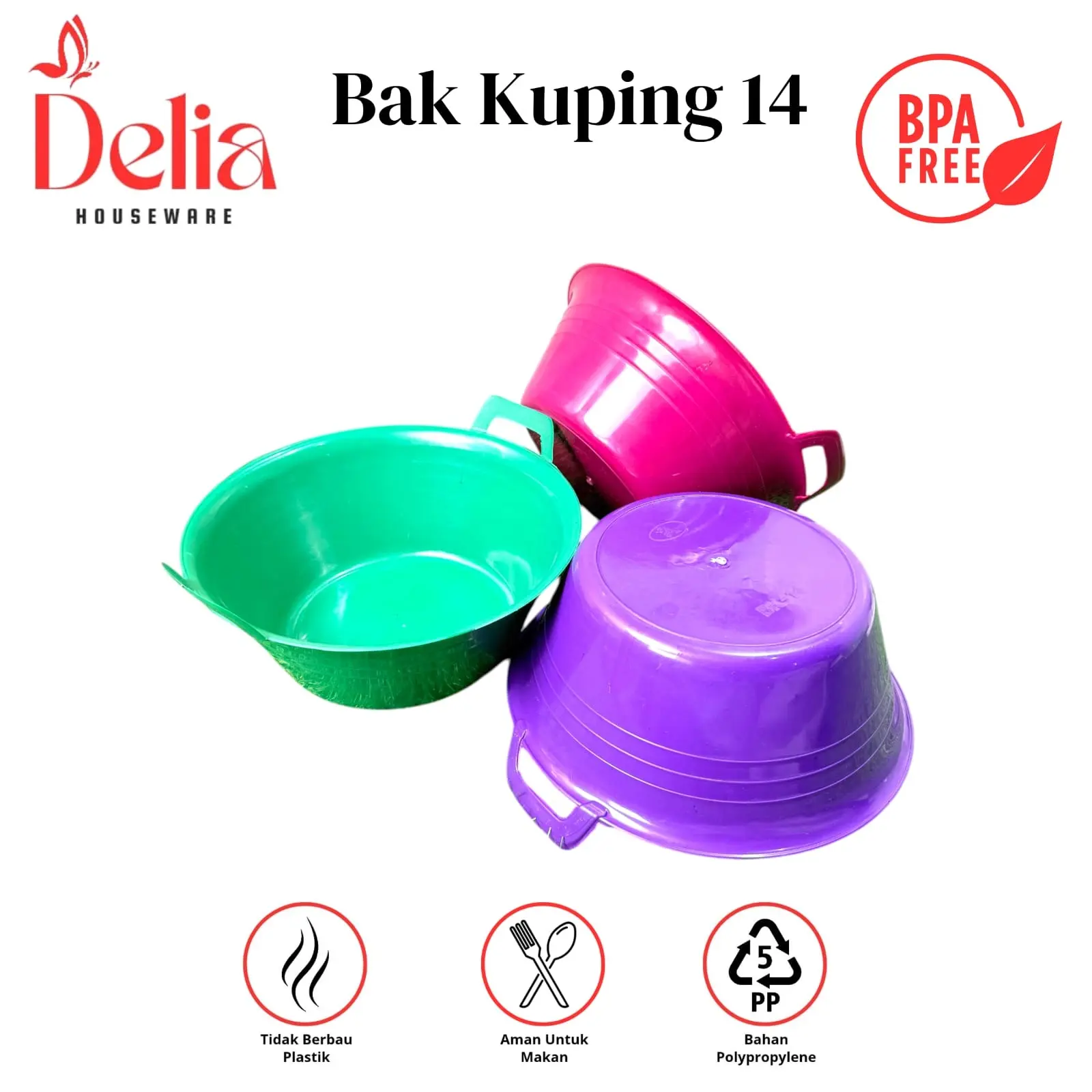 (12 PCS) Bak Kuping 14 Elegant - Ember Kuping Serbaguna Bahan Plastik - BASKOM KUPING UKURAN 14 - BAK KUPING TEBAL DAN AWET