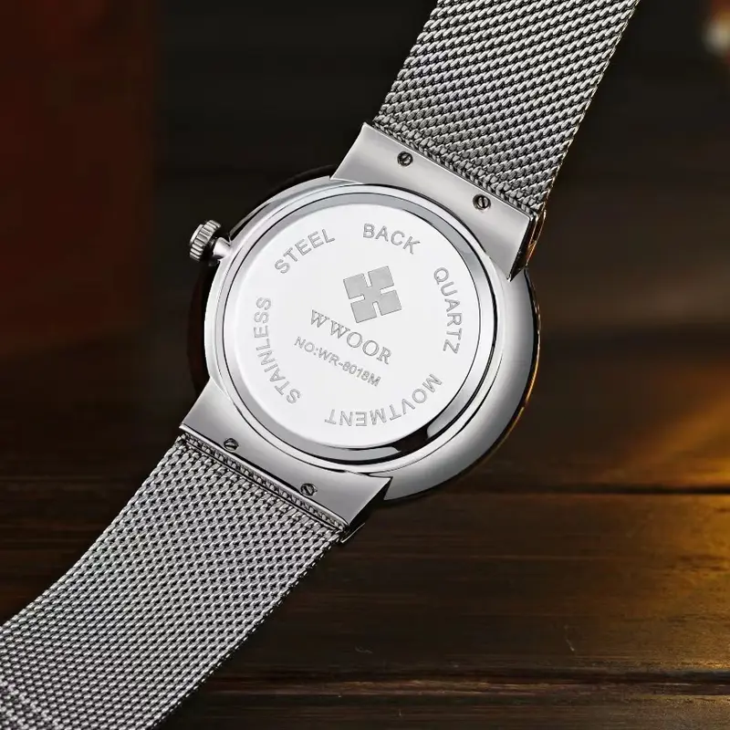 WWOOR-Men's Watch Đồng Hồ Thạch Anh Siêu Mỏng Cho Nam, Thương Hiệu Hàng Đầu, Không Thấm Nước, Có Lịch, Thời Trang Đeo Tay 8