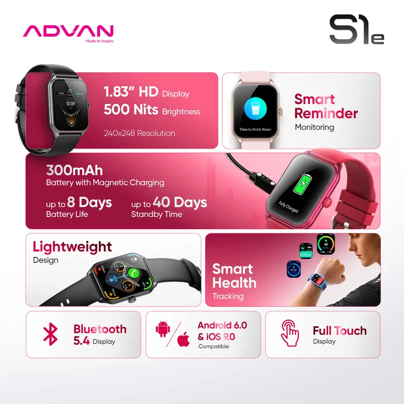 [NEW LAUNCH] Advan Smartwatch S1e NEW 1.83” IPS Custom Watch Face ...