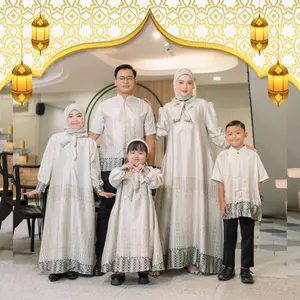 Baju Couple Pasangan Gamis Pesta Baju Keluarga Lebaran Set Pakaian Keluarga Size M L XL XXL Ld jumbo 120cm Silkdior Motif Premium Busui Friendly dengan Resleting Depan dan Saku Samping