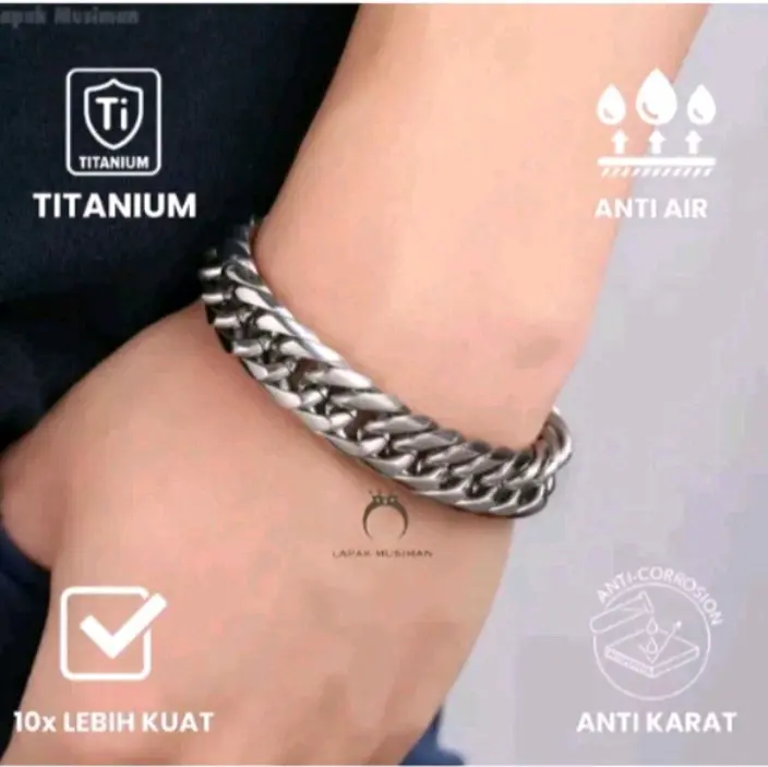 | COD | Gelang Titanium Clip Sisik Naga Pria Terlaris/ Anti Karat Dan Tidak Luntur Aksesoris Silver