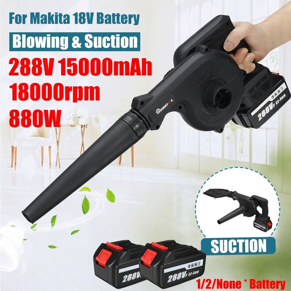 Rechargeable Cordless 2in1 Electric Air Blower and Vacuum Cleaner Portable Leaf Blower Angin Sapu Daun for Home Garden and Outdoor Cleaning