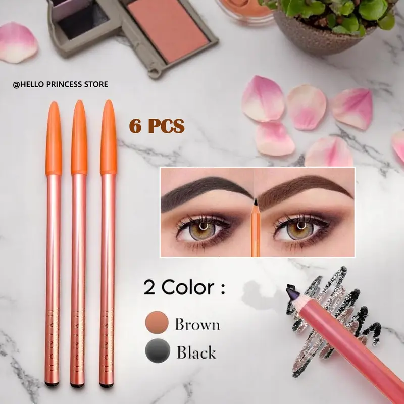 6 Pcs Pensil Alis DAVIS Hitam & Coklat BPOM / Pensil Alis Waterproof Anti Air dan Tahan Lama DAVIS Orange Murah / Drawing Eyebrow Pencil Viral 6 Pcs Pensil Alis Tahan Lama 24 Jam Kosmetik Wanita Makeup Alami 0