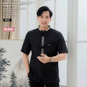 KOKO PRIA LENGAN PENDEK CODE 913 ATASAN PRIA KOKO BORDIR PREMIUM BY MYCLOTH