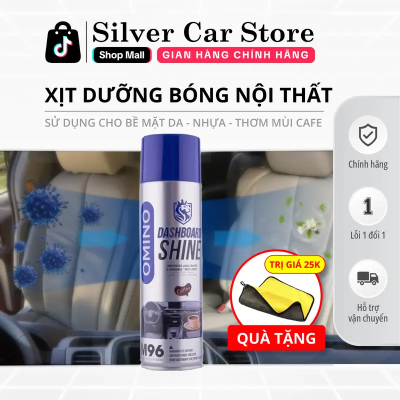 Xịt Bóng Nội Thất , Sử Dụng Cho Bề Mặt Da - Nhựa - Nhựa Nhám - Thơm Mùi Cafe OMINO 0