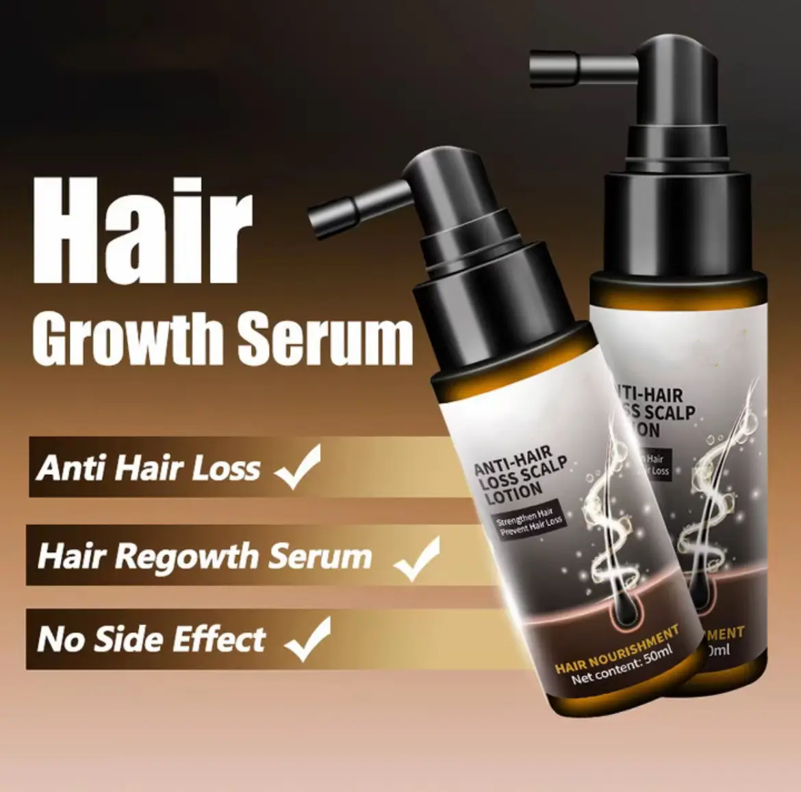 Natural Herbal Hair Essence Oil 50ml - Deeply Nourishes Scalp, Repairs Hair Follicles
