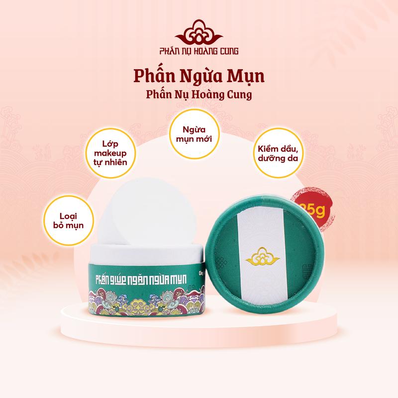 Phấn Dưỡng Da Ngừa Mụn Dạng Nén Hỗ Trợ Kiềm Dầu Gom Cồi Làm Tróc Mài Mụn Giảm Thâm Mụn Phấn Nụ Hoàng Cung 25g