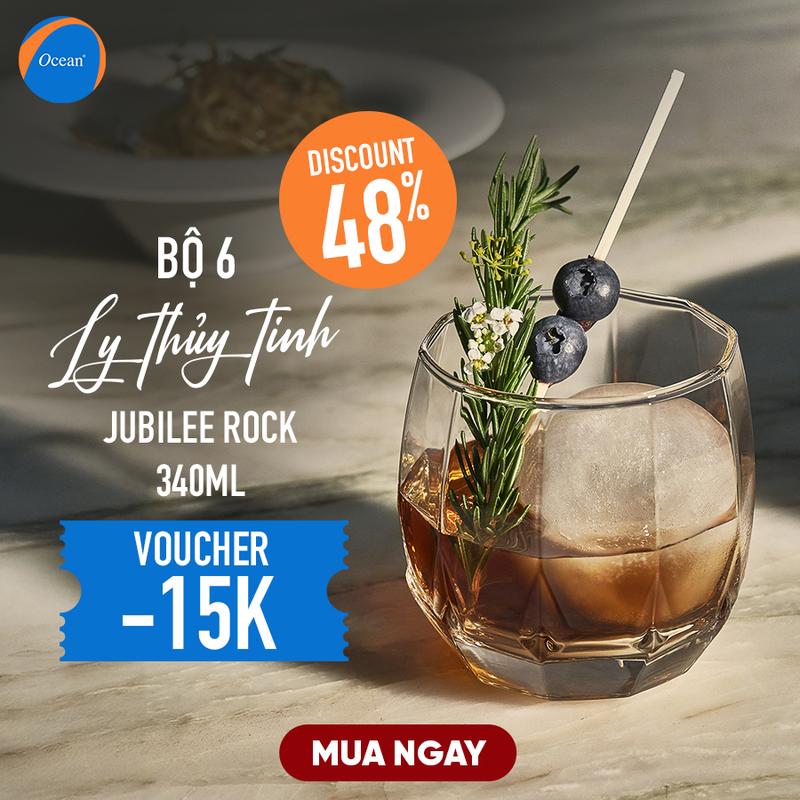 Cam kết đổi trả nếu vỡ Bộ 6 Ly Thủy Tinh Ocean Jubilee Rock 340ml - Chính Hãng