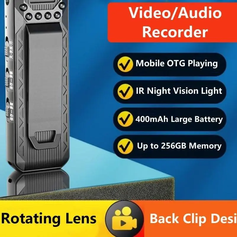 Body Cam Mini Camera Full HD 1080P Rotating Lens 400mAh