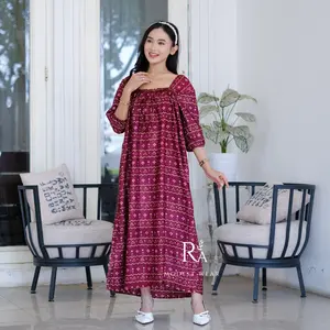 Daster Fuji Panjang Motif Etnic Elegan Jumbo LD 120 cm by Batik R.A Wanita Dress Rayon  Bumil