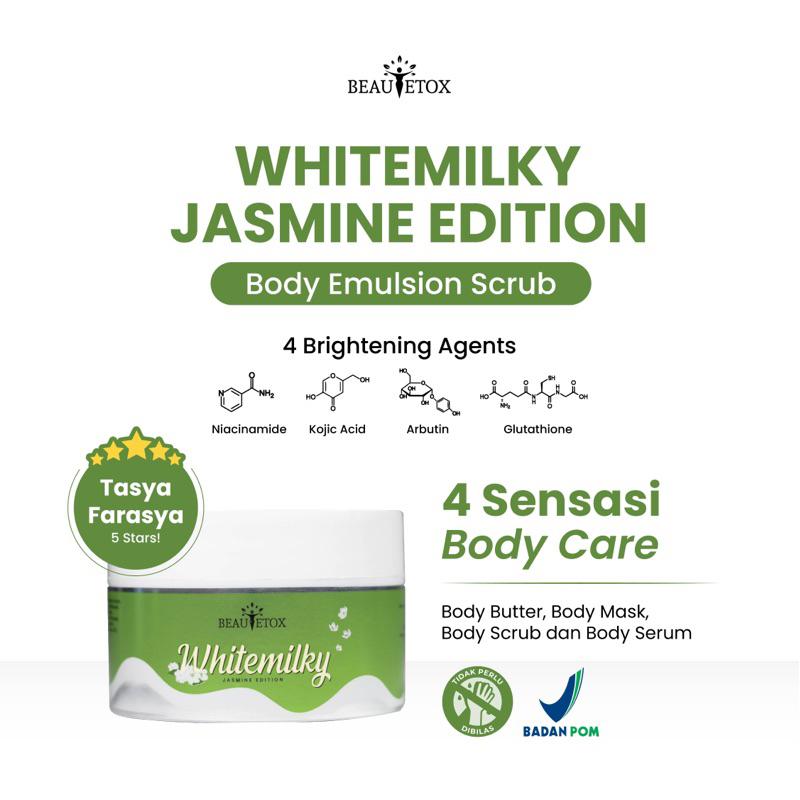 Beautetox Original Whitemilky Jasmine Chocowhite Exfoliator Emulsion Body Scrub Tanpa Bilas Lulur 1