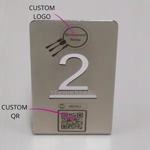 Signage Meja Custom Bahan Stainless / Nomor Meja Custom Bahan Stainless Tebal 1,2 mm Ukuran 10x6 CM / Nomor Meja Grafir dan Laser Cutting