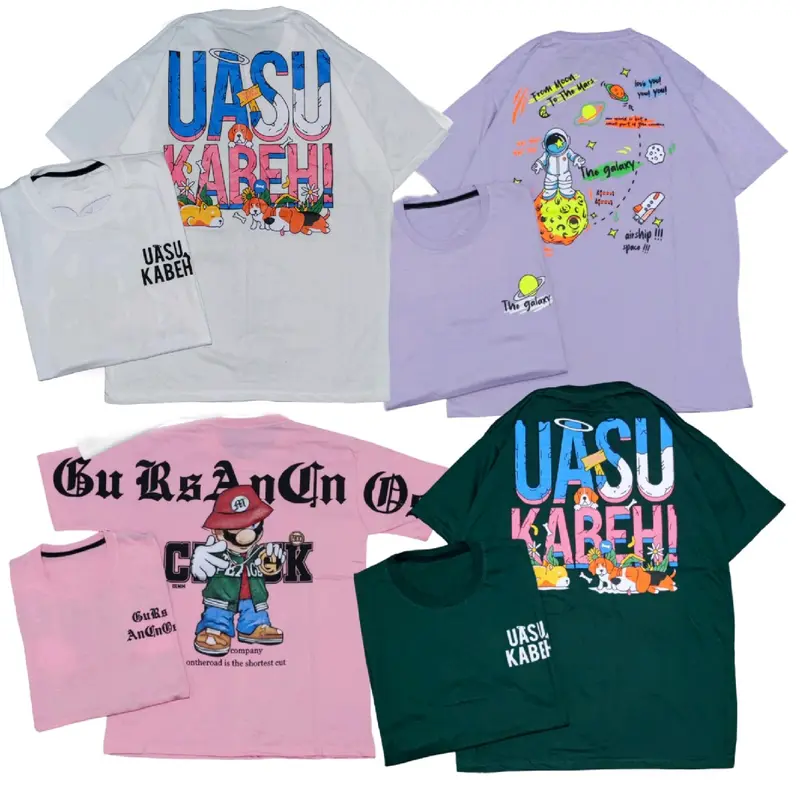 T-shirt unisex kaos distrocowok warna bahan katun kombet 30s lembut nyaman Combed Sablon Baju Pria 0