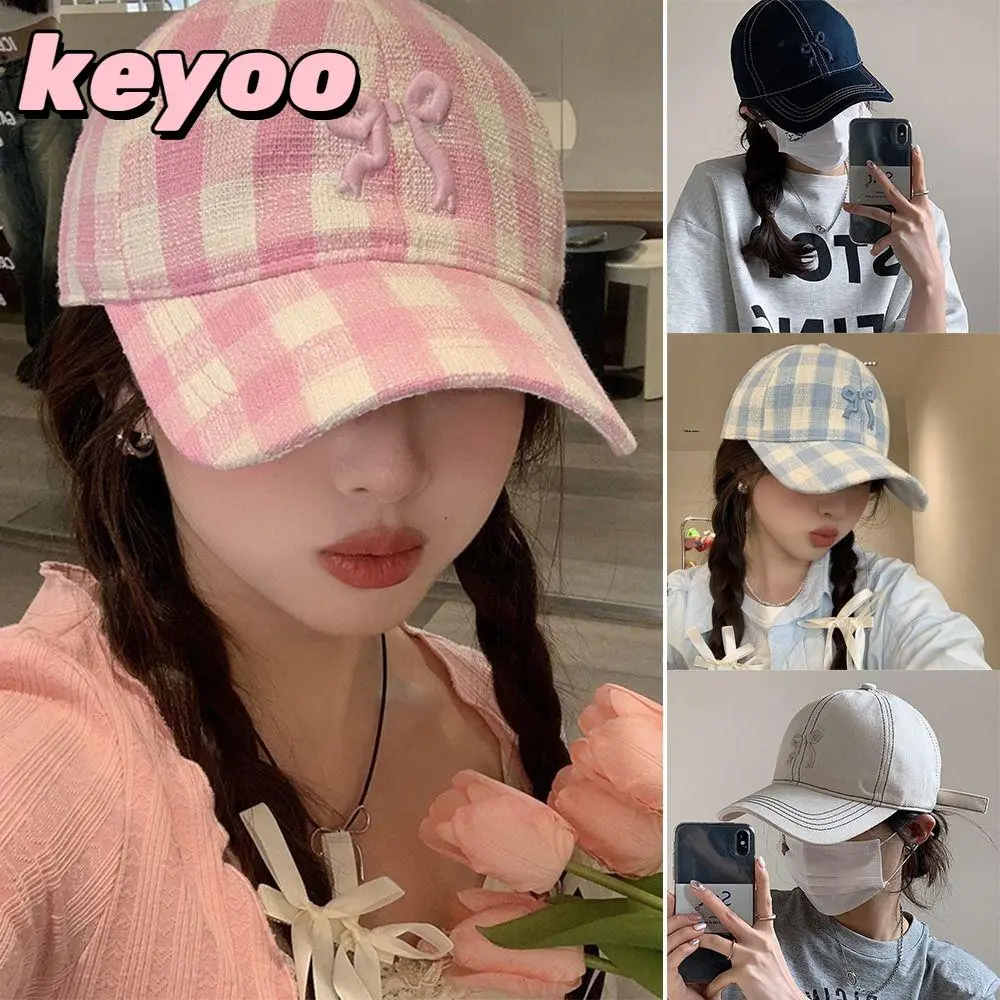 Fashion Cotton Baseball Cap Bowknot Embroidery Adjustable Peaked Cap Breathable Visors Cap Outdoor Sports