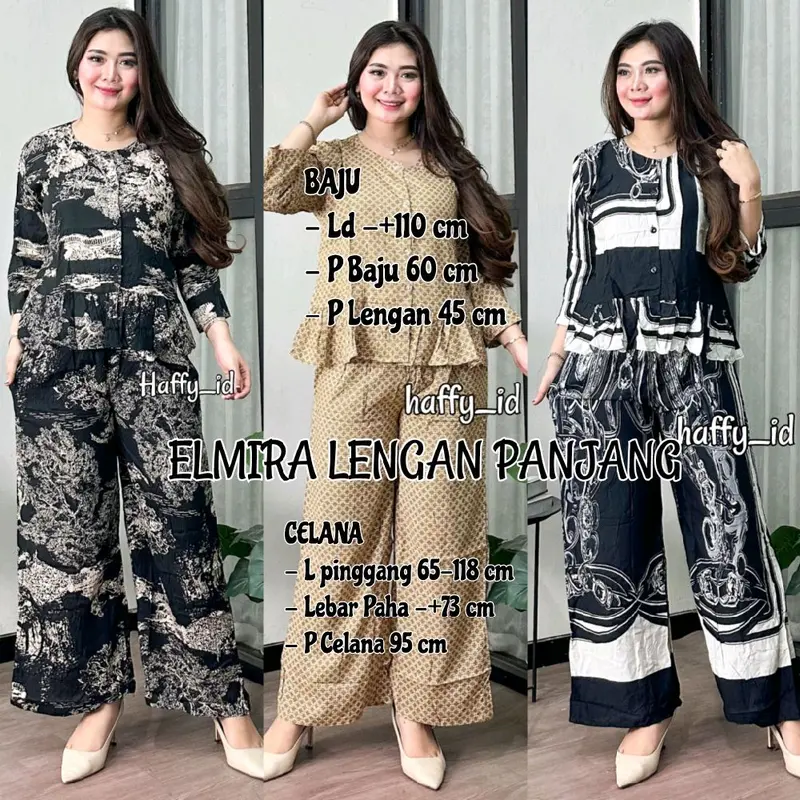 ONE SET SETELAN WANITA ELMIRA SET ATASAN  KUTUNG CELANA KULOT 7/8 RAYON PREMIUM 7