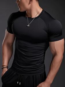 Camiseta de compresión de alto rendimiento para hombre, camisa de gimnasio con estiramiento en cuatro direcciones, transpirable y suave, ajuste ceñido a los músculos para entrenamiento, culturismo y uso casual.