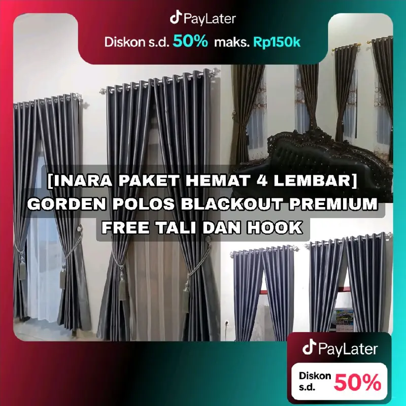 [PAKET HEMAT 4 LEMBAR ] Gorden Polos Embos Glossy Lebih Hemat Pintu dan Jendela Curtain tirai kamar tidak tembus pandang hordeng gorden  kamar aesthetic gorden  embos 0