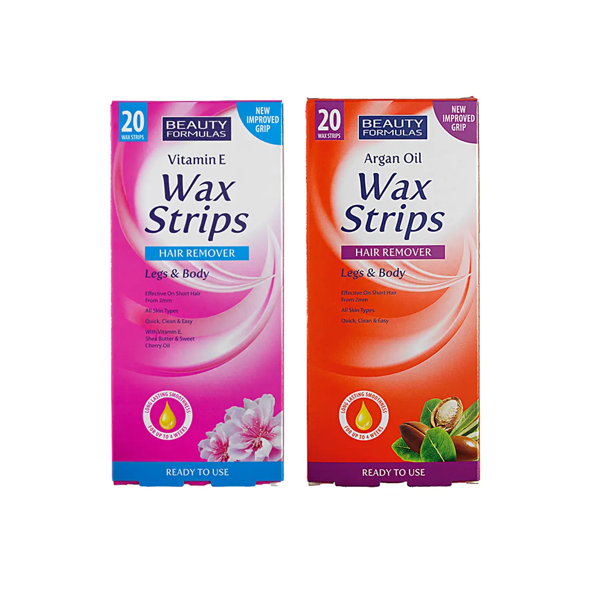 Beauty Formulas Wax Strips Hair Remover (Leg & Body) 20s (Argan Oil  / Vitamin E)