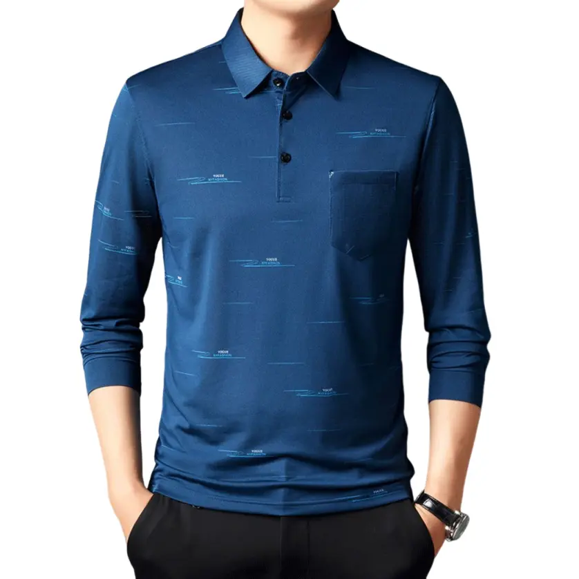 Áo Thun Nam, Áo Polo Dài Tay, Áo Nam Cao Cấp, Mỏng, Thích Hợp Cho Mùa Xuân Và Mùa Thu, Dành Cho Nam Trung Người Già Và Cao Tuổi, Mặc Bố, 2023 Menswear Có Cổ Shirt Cộc Tay