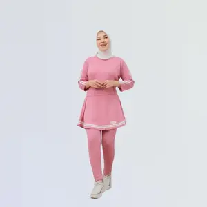 NEW' Set Baju Olahraga 3in1 Spandek Street Celana 90cm Baju 63cm untuk Dada 115cm Wanita 45kg-70kg Setelan Sport Muslim Hitam Panjang