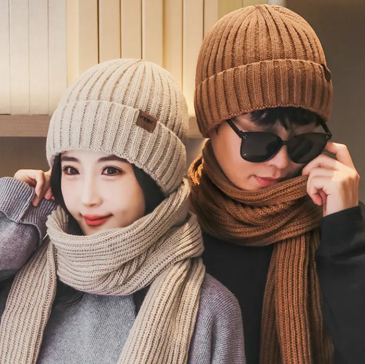 Topi Kupluk dan Syal Rajut Wanita Pria Musim Dingin / Winter 0
