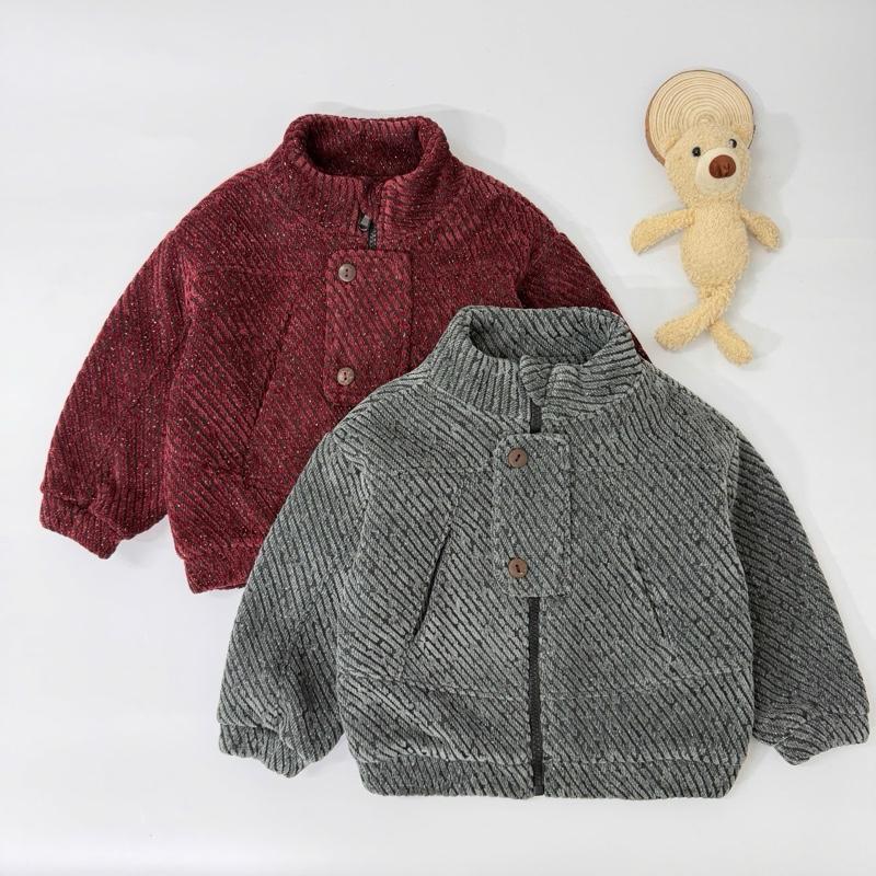   BeHan  Áo khoác nhung kim lót lông thiết kế cổ tàu cho bé dày dặn ấm - A25B209 